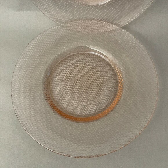 Pink Glass Salad Luncheon Plates 8 7/8" Lot of 2 - Picture 3 of 6